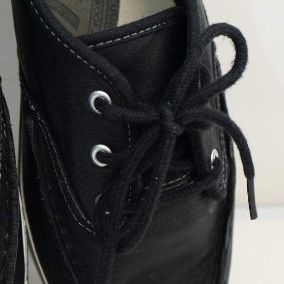 Keds Leather Sneaker Black Minimal Low Retro 60s Goth Lace Up Boat Classic Shoe - Picture 9 of 12